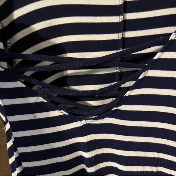 Blue & White Striped Swing Short Sleeve Dress, Strappy Top, Size 2X, Very Soft - Picture 3 of 7